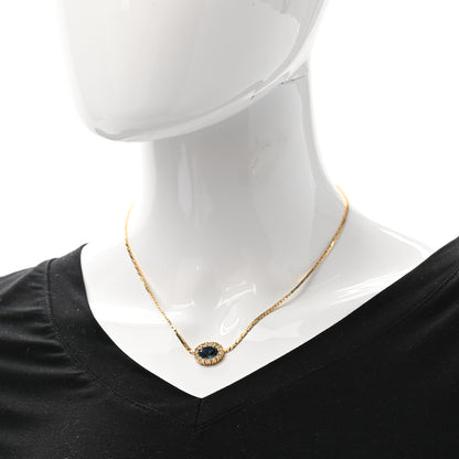 Christian Dior Crystal Chain Necklace Gold Blue 2 of 6