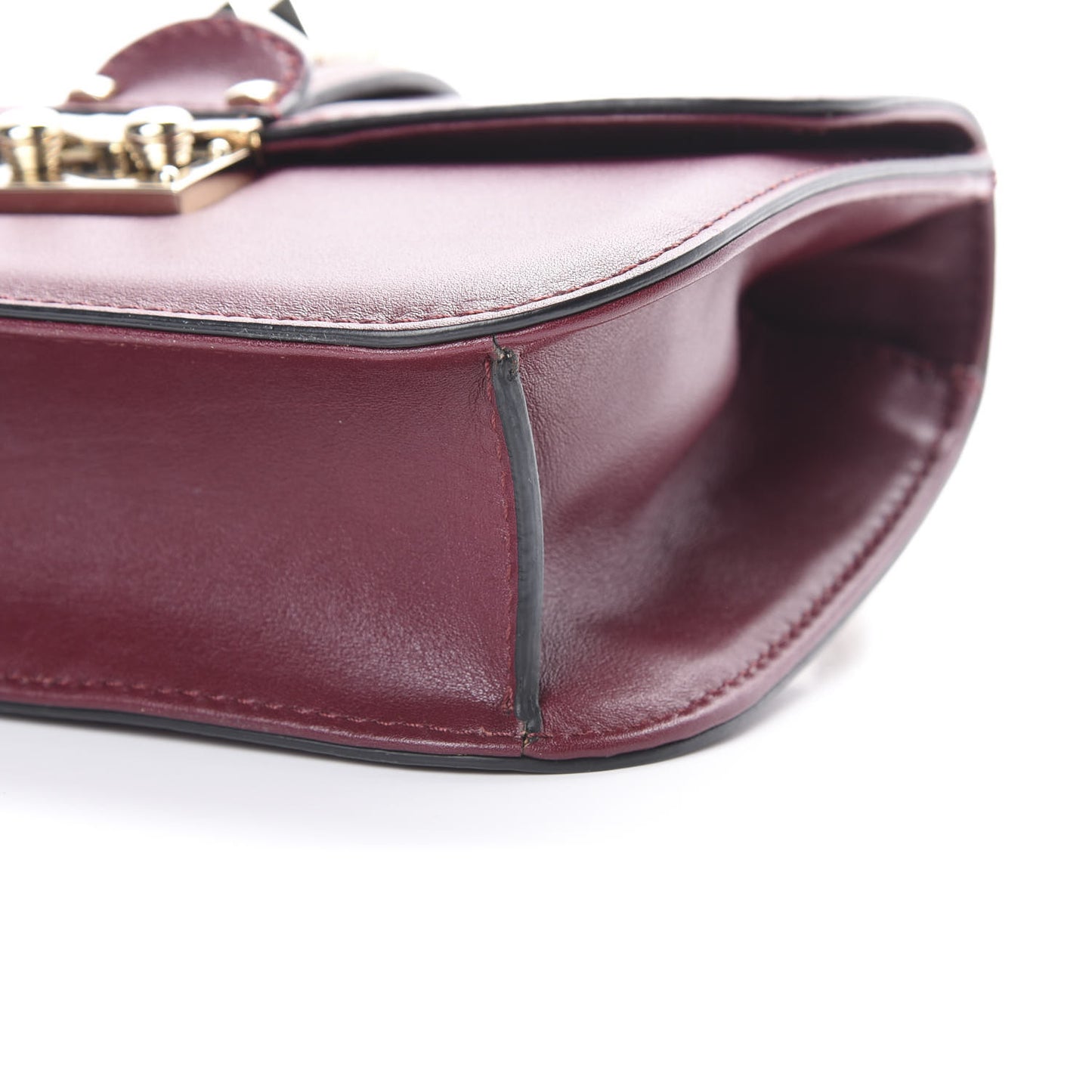 Vitello Small Glam Lock Rockstud Flap Rubin