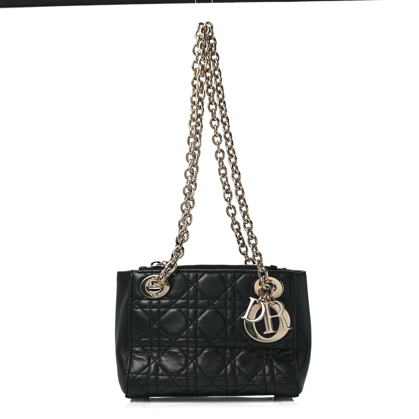 Lambskin Cannage Lady Dior Double Chain Bag Black