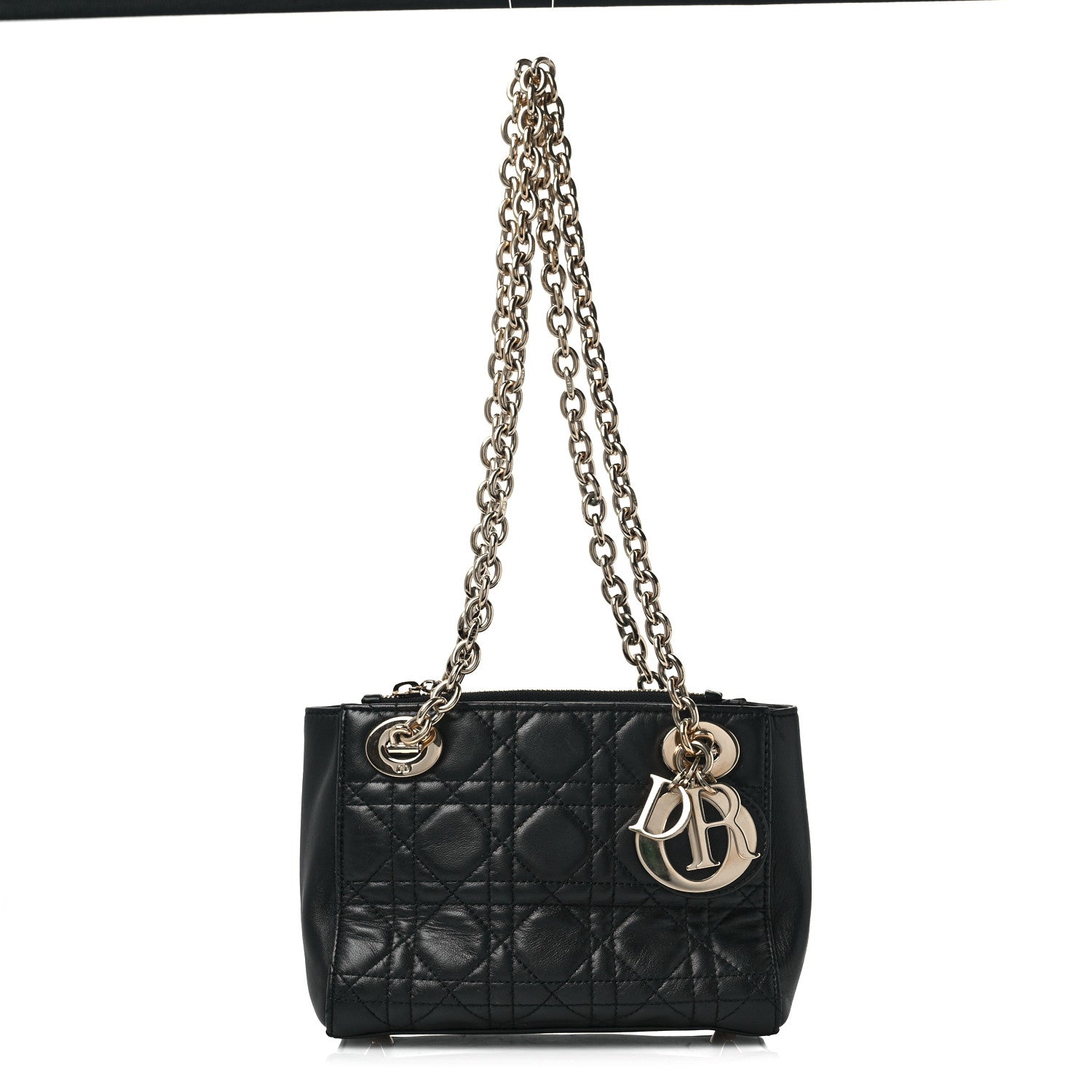 Christian Dior Lambskin Cannage Lady Dior Double Chain Bag Black 1 of 8