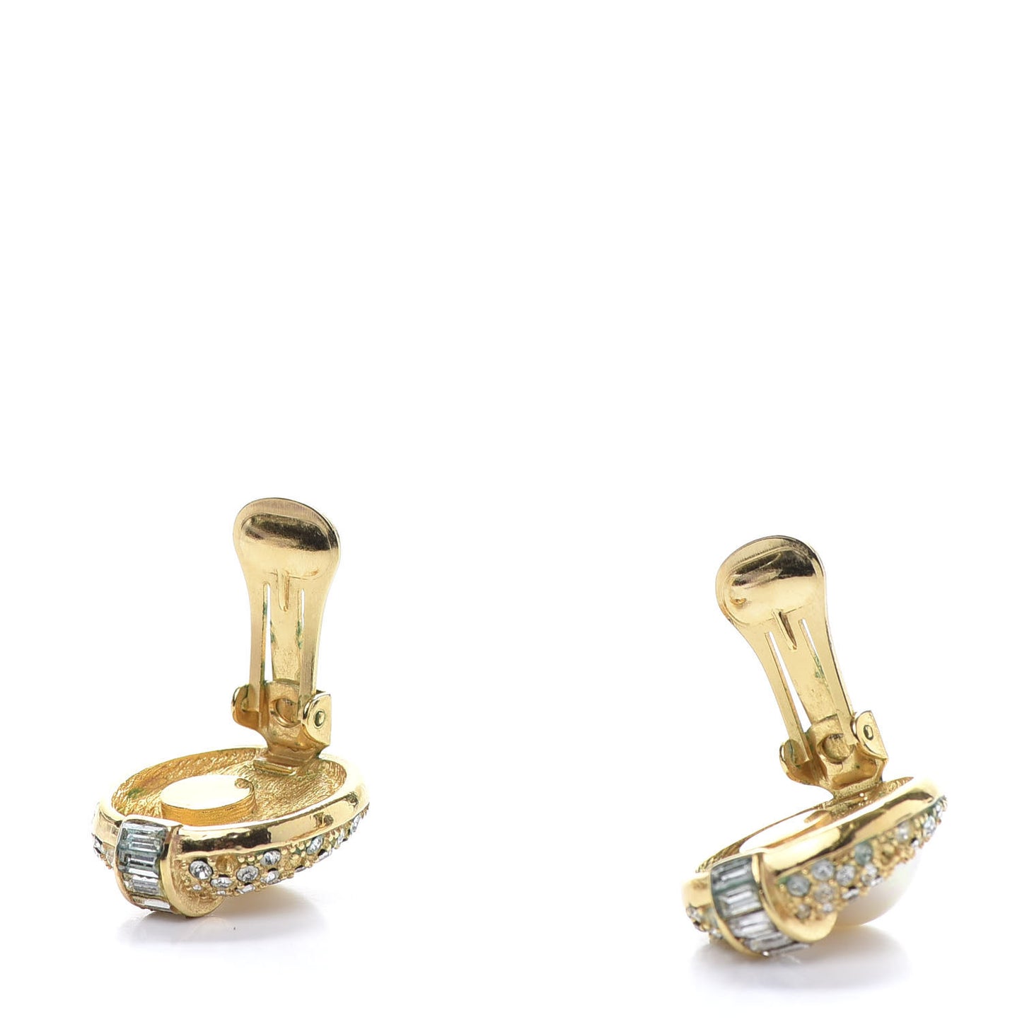 Pearl Crystal Clip On Earrings Gold