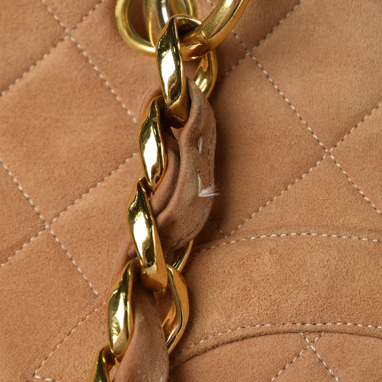 Suede Quilted Tote Beige