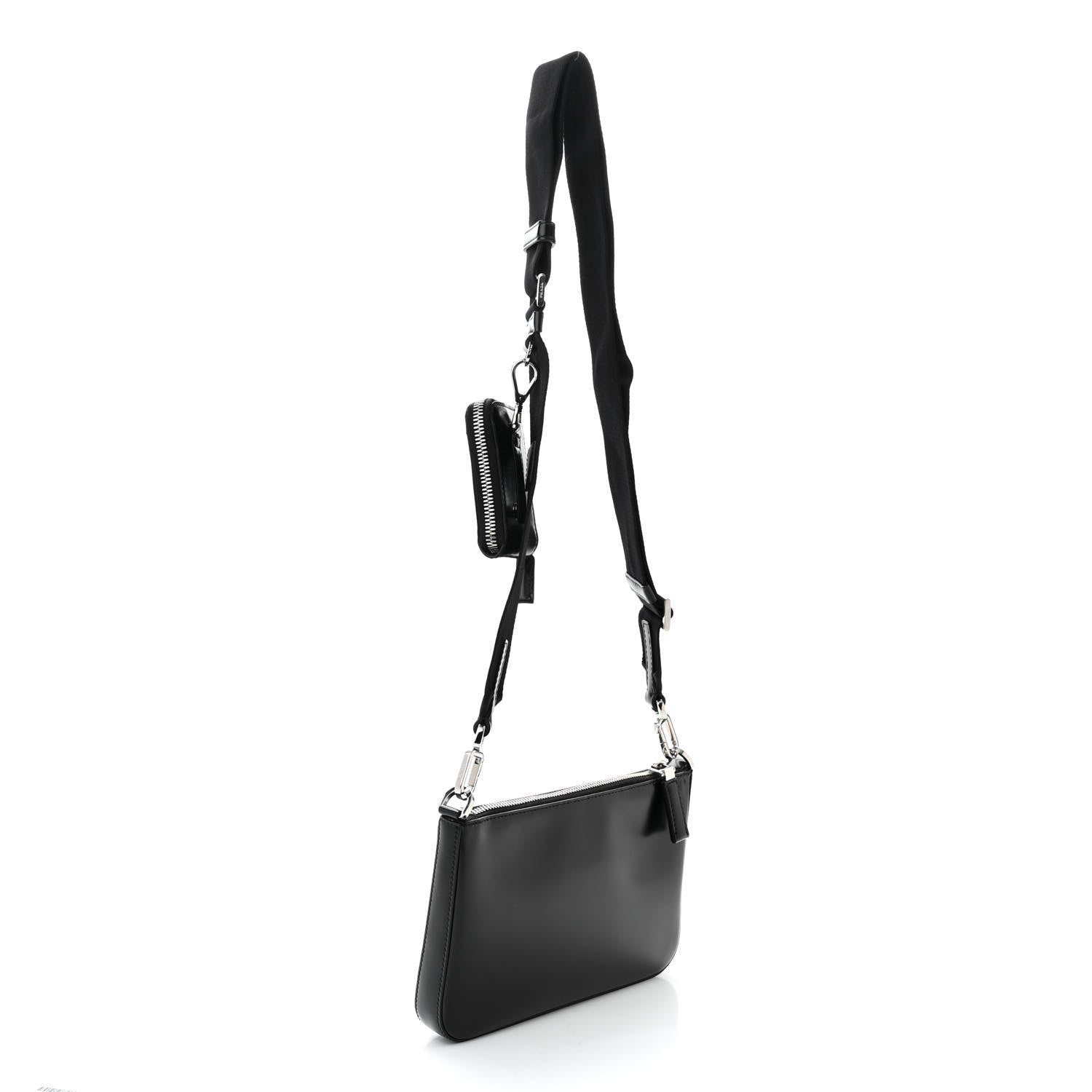 Prada Spazzolato Pocket Pouch Shoulder Bag Black 3 of 10