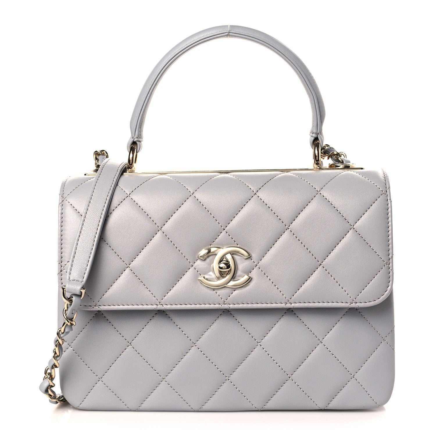 Chanel Lambskin Quilted Small Trendy CC Flap Dual Handle Bag Light Grey 1 of 10