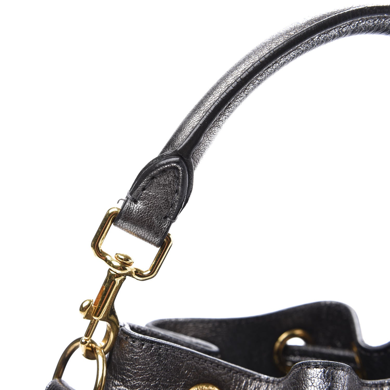 Saint Laurent Metallic Goatskin Small Emmanuelle Fringe Bucket Bag Pewter 9 of 13