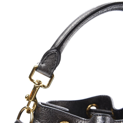 Saint Laurent Metallic Goatskin Small Emmanuelle Fringe Bucket Bag Pewter 9 of 13
