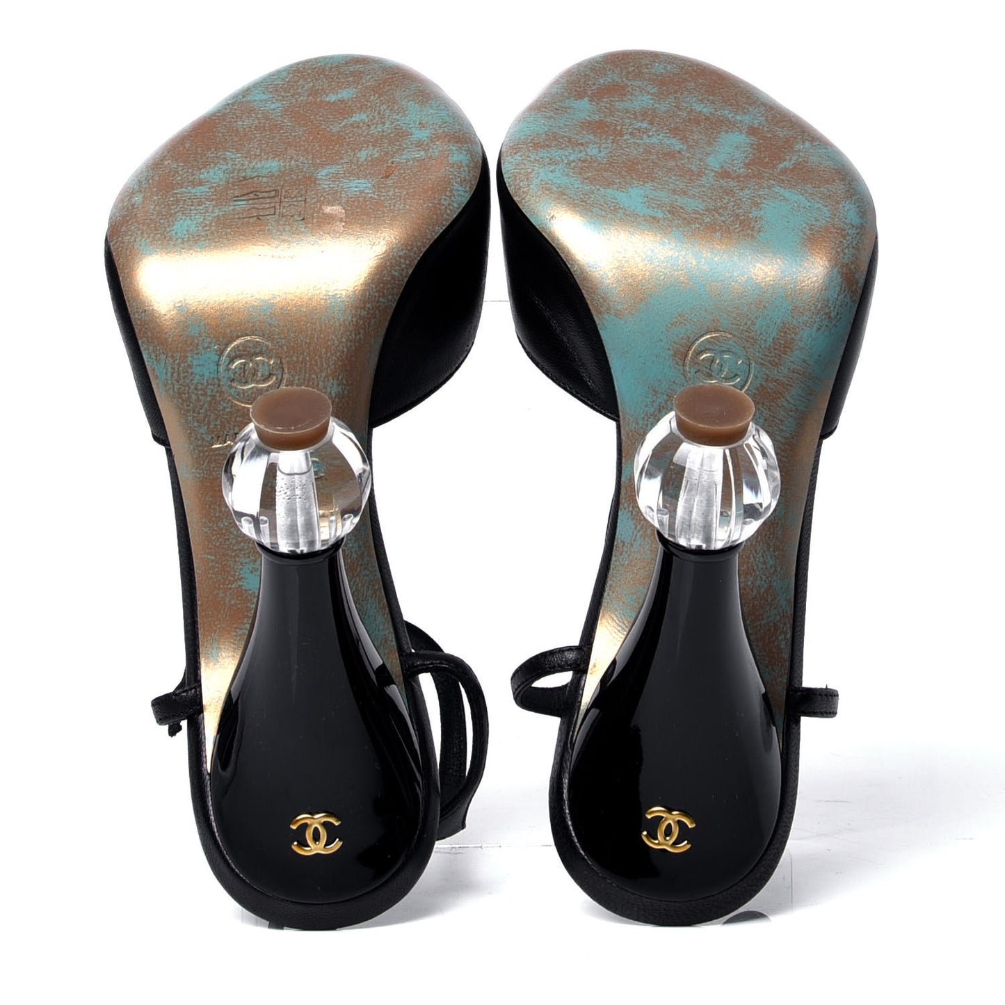 Lambskin Patent CC Light Bulb Heels 36 Black