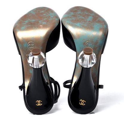 Chanel Lambskin Patent CC Light Bulb Heels 36 Black 5 of 6