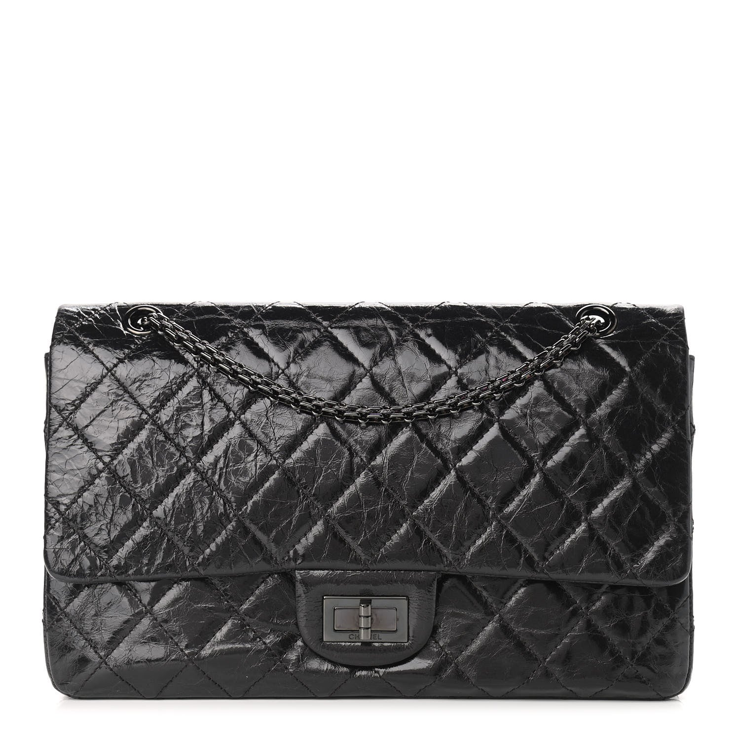 Chanel Glazed Aged Calfskin Quilted 2.55 Reissue 227 Flap So Black 1 of 11