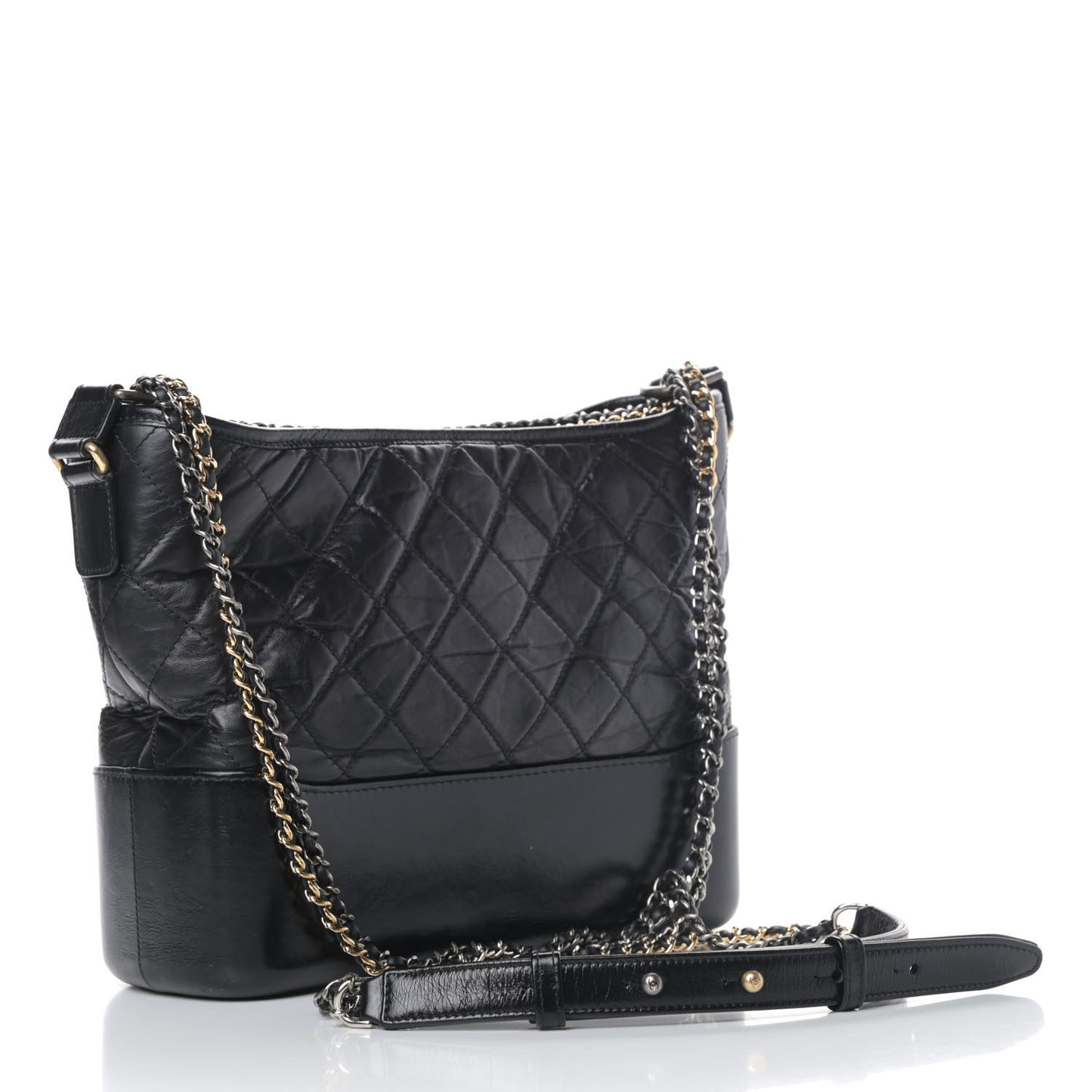 Aged Calfskin Quilted Medium Gabrielle Hobo Black