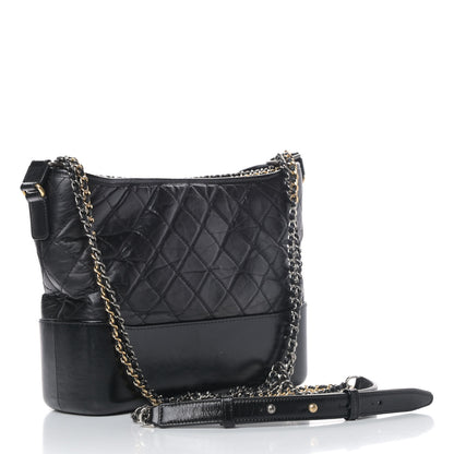 Chanel Aged Calfskin Quilted Medium Gabrielle Hobo Black 2 of 8