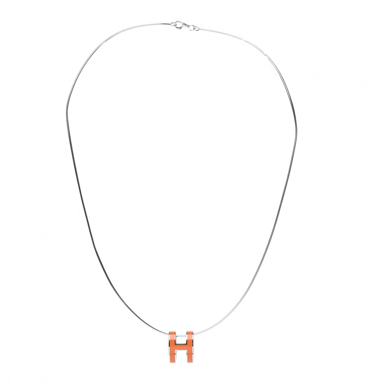 Hermes Lacquered Gold Pop H Pendant Necklace Orange 3 of 6