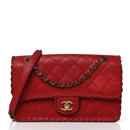 Chanel Iridescent Calfskin Medium Happy Stitch Flap Red 1 of 8
