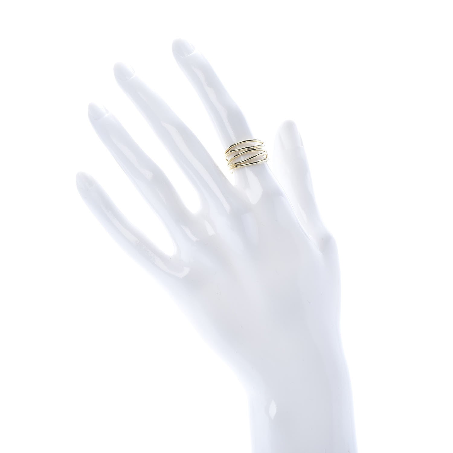 Tiffany 18K Yellow Gold Elsa Peretti 5 Row Wave Ring 50 5.25 2 of 4