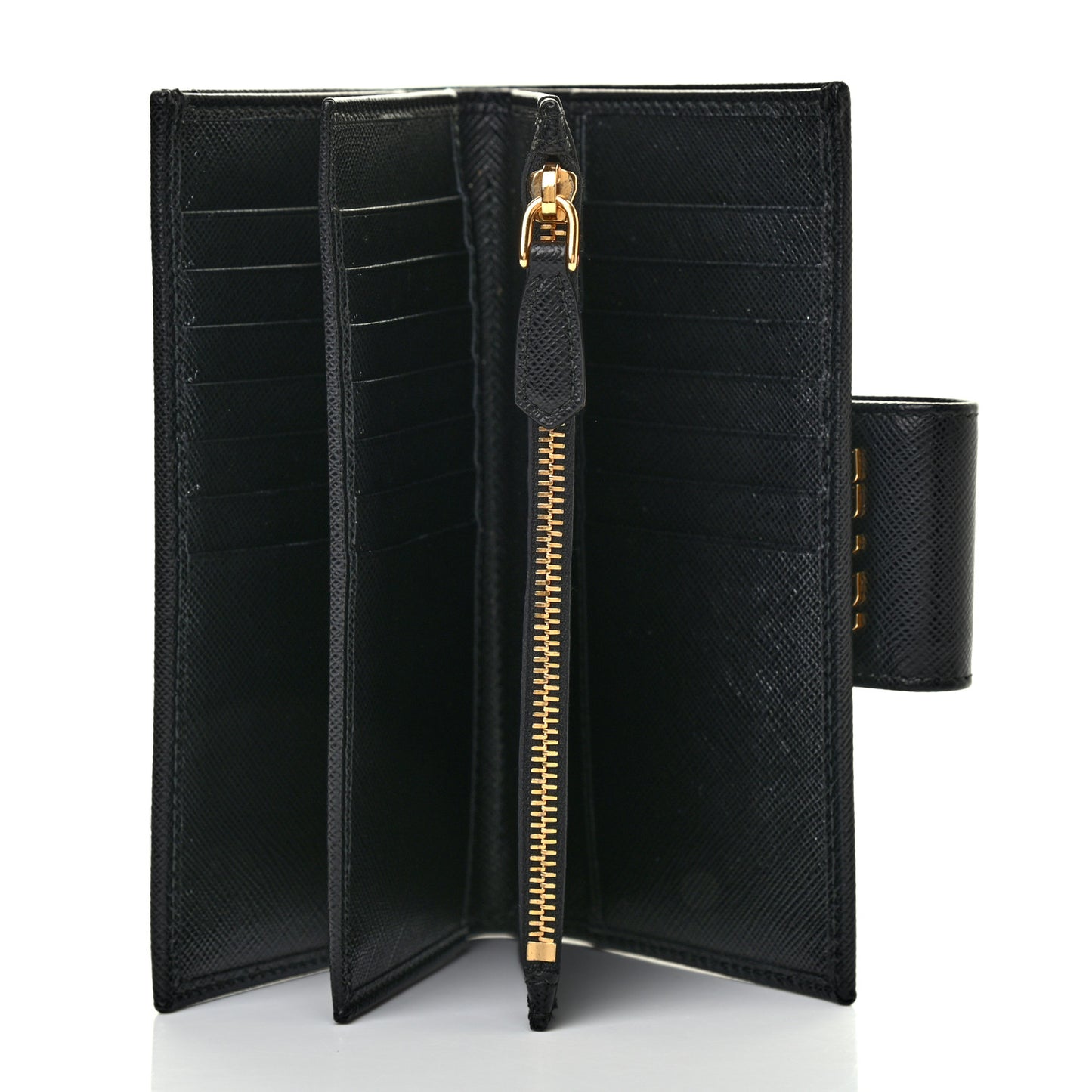 Saffiano Metal Tab Wallet Black