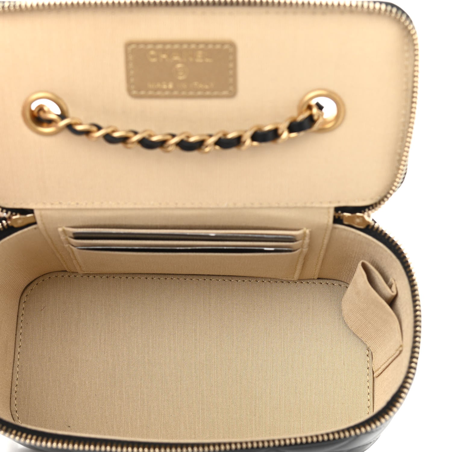 Chanel Lambskin Quilted Small Pearl Crush Vanity Case With Chain Black 6 of 11