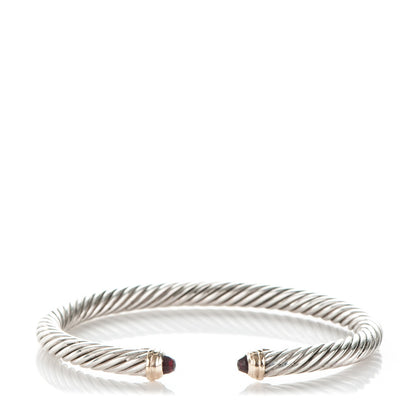 David Yurman Sterling Silver 14K Yellow Gold Garnet 5mm Cable Classics Petite Color Bracelet 1 of 4
