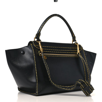 Celine Smooth Calfskin Yellow Stitching Medium Trapeze Black 3 of 10