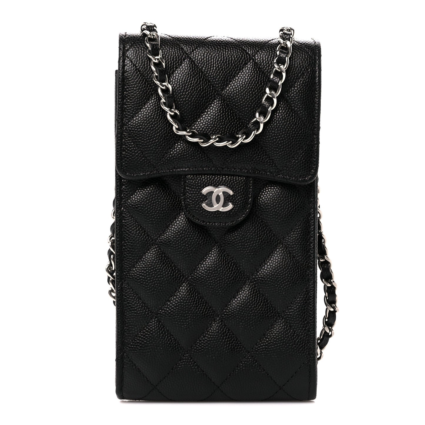 Caviar Quilted Classic Phone Holder Black