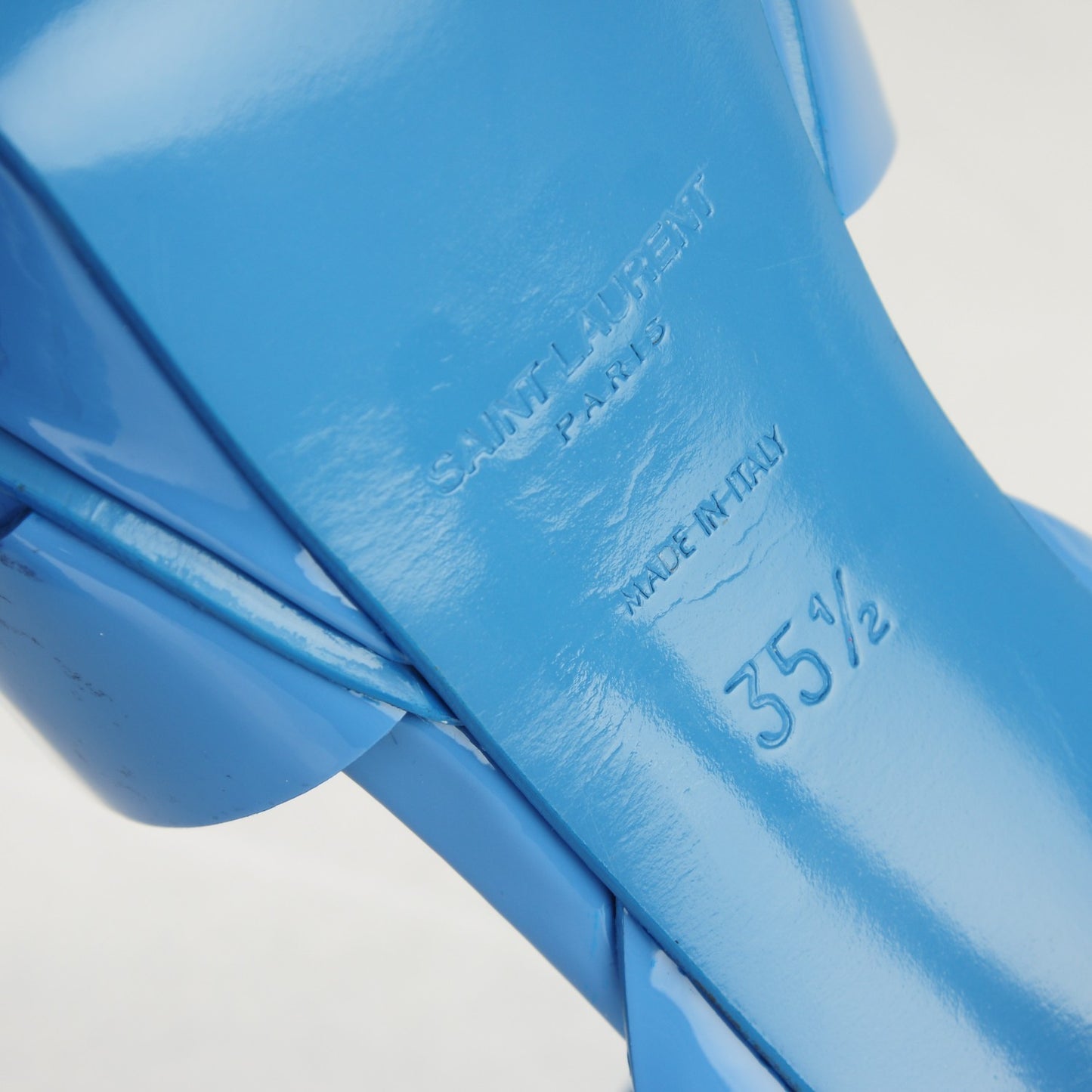 Vitello Vernice Soft Tribute 75 Platform Sandals 35.5 Blue Clair