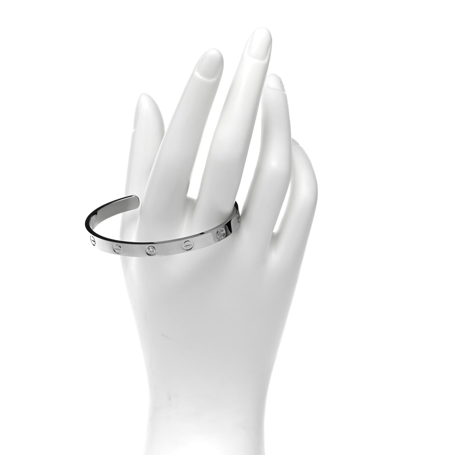 18K White Gold 1 Diamond LOVE Cuff Bracelet 18
