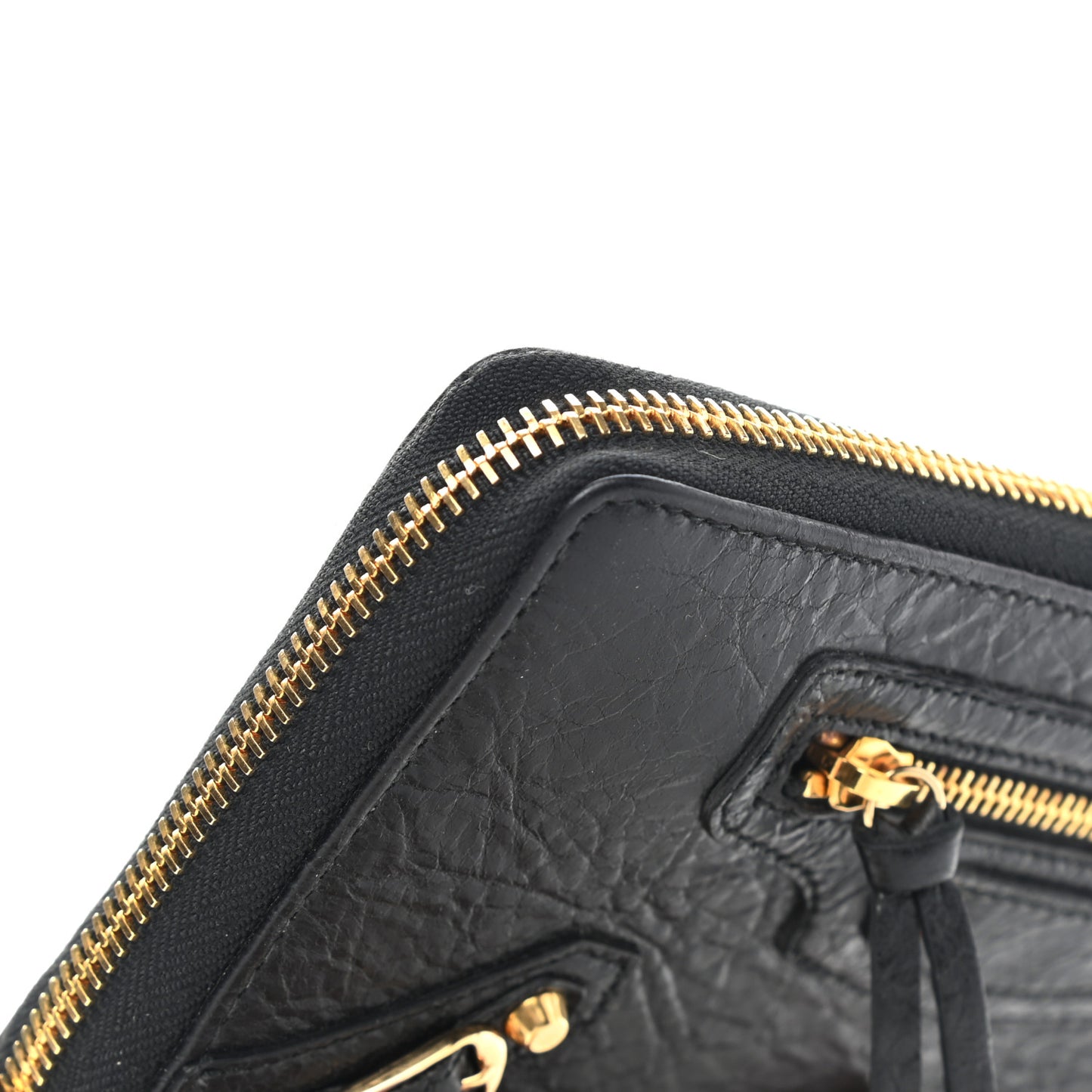 Agneau Classic Gold Hardware Continental Zip Around Wallet Black