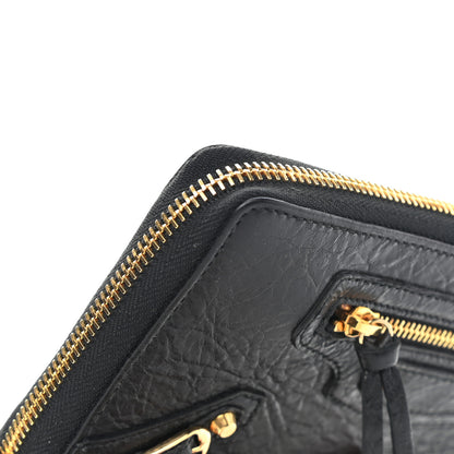 Balenciaga Agneau Classic Gold Hardware Continental Zip Around Wallet Black 9 of 10
