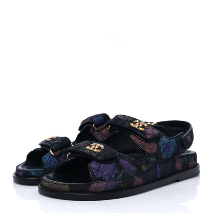 Chanel Denim Quilted Dad Sandals 36.5 Black Multicolor 3 of 9