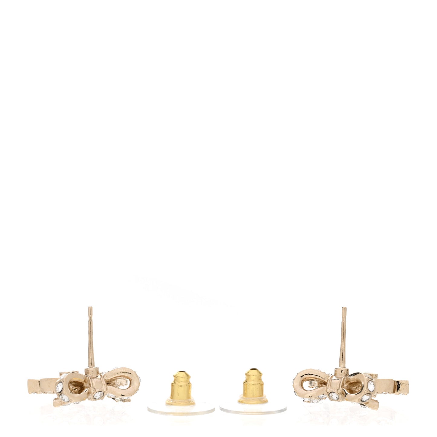 Crystal CC Bow Dangle Earrings Gold
