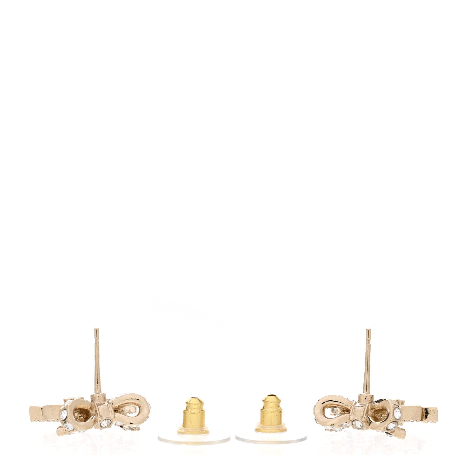 Chanel Crystal CC Bow Dangle Earrings Gold 3 of 6