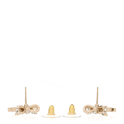 Chanel Crystal CC Bow Dangle Earrings Gold 3 of 6