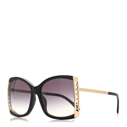 Chanel Acetate Metal Logo Square Sunglasses 71545A Black Gold 1 of 8