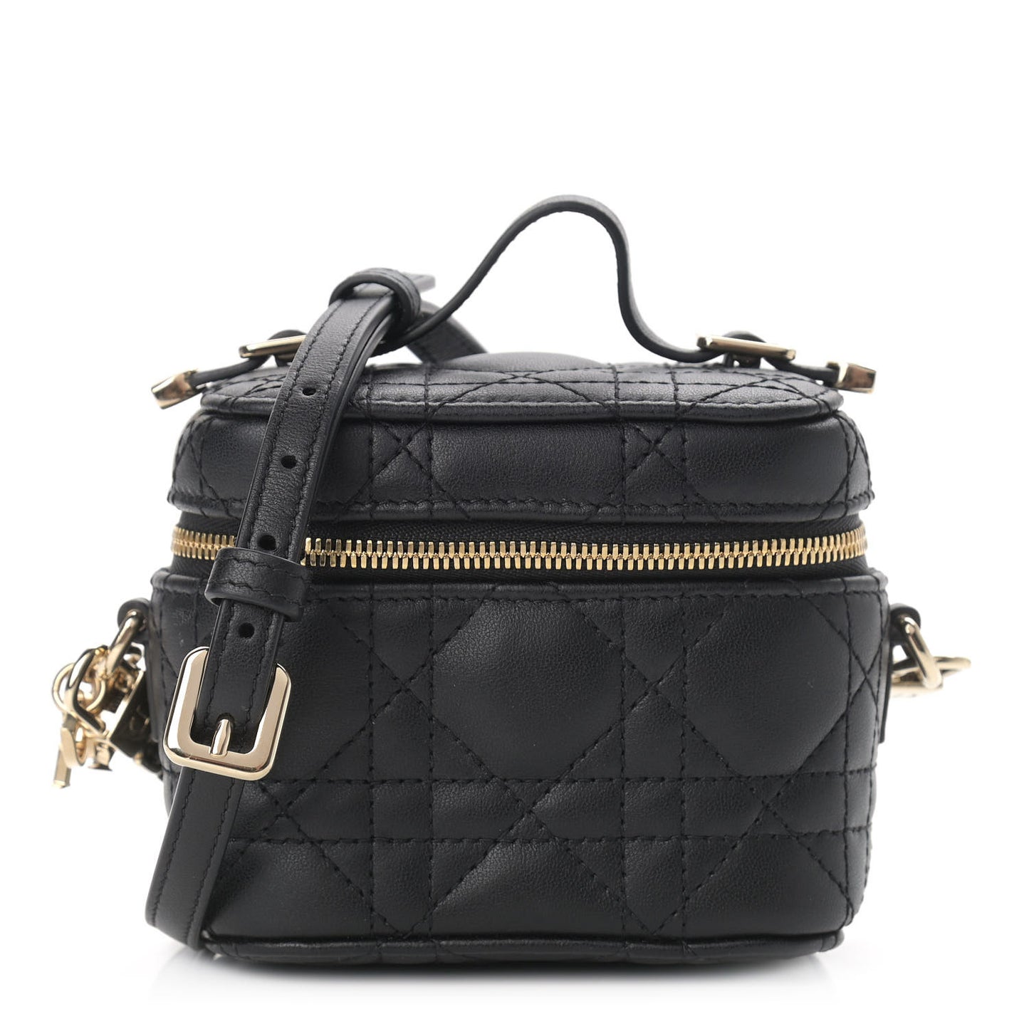 Lambskin Cannage Micro Lady Dior Vanity Case Black