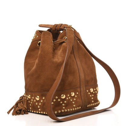 Saint Laurent Suede Small Y Studs Bucket Bag Light Ocre 3 of 11