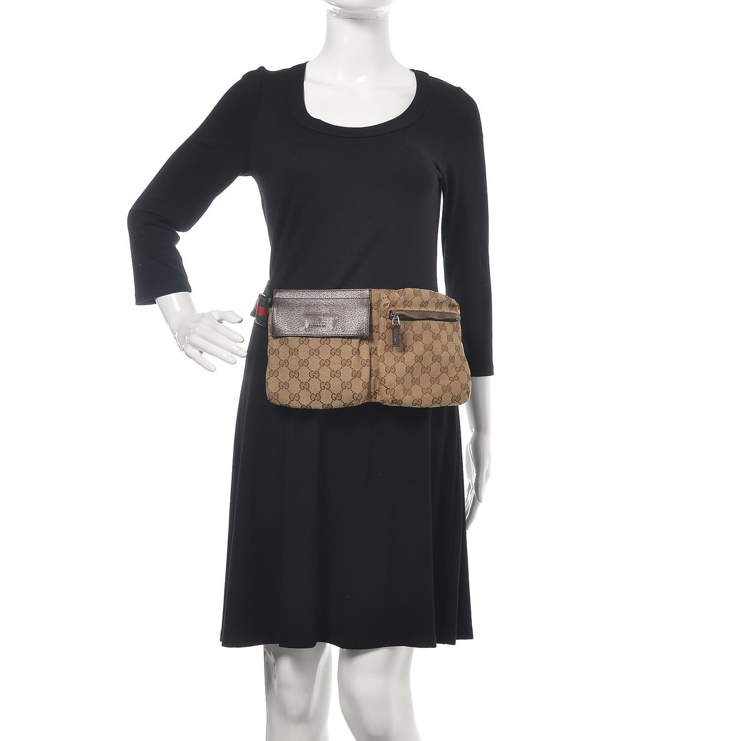 Monogram Web Belt Bag Dark Brown