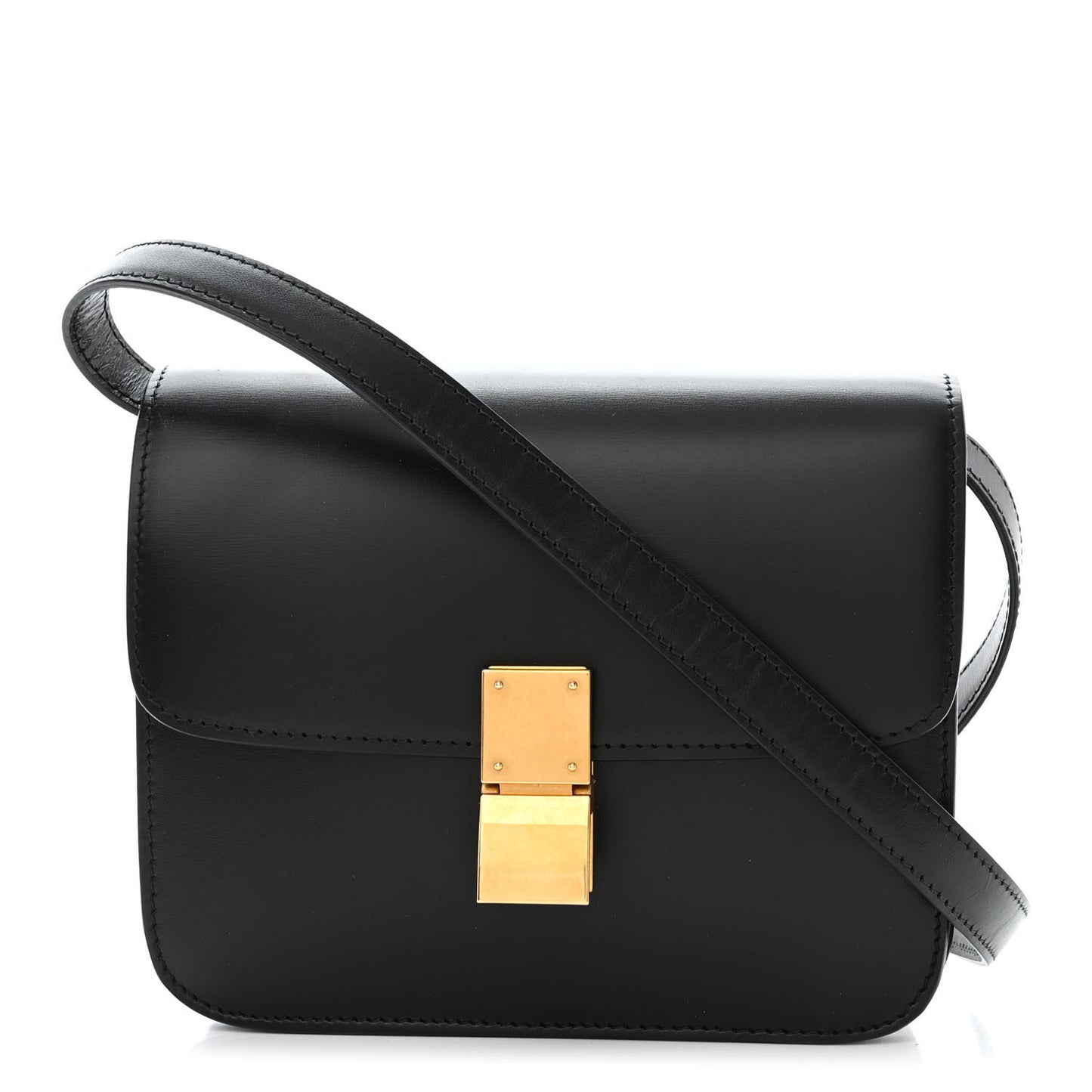 Box Calfskin Teen Classic Box Flap Bag Black