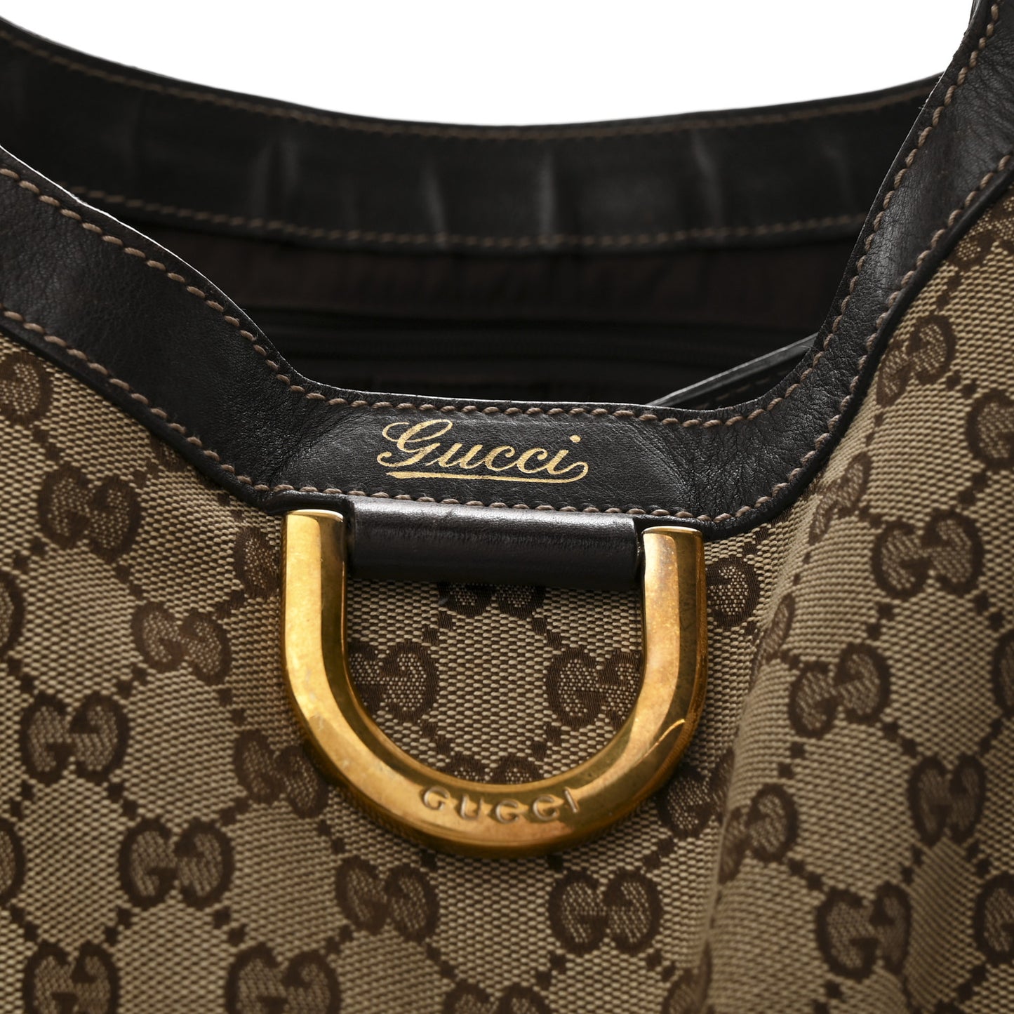 Monogram Large D Gold Hobo Dark Brown