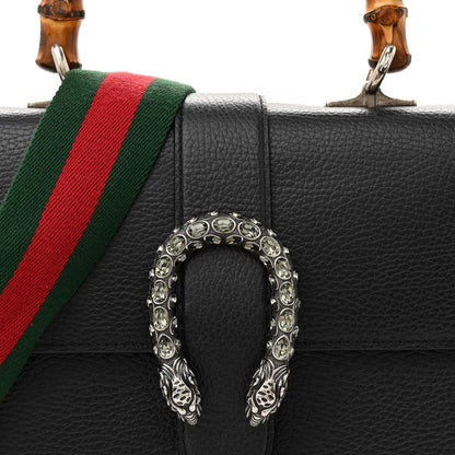 Gucci Dollar Calfskin Crystal Web Medium Dionysus Bamboo Top Handle Bag Black Black Diamond 9 of 14
