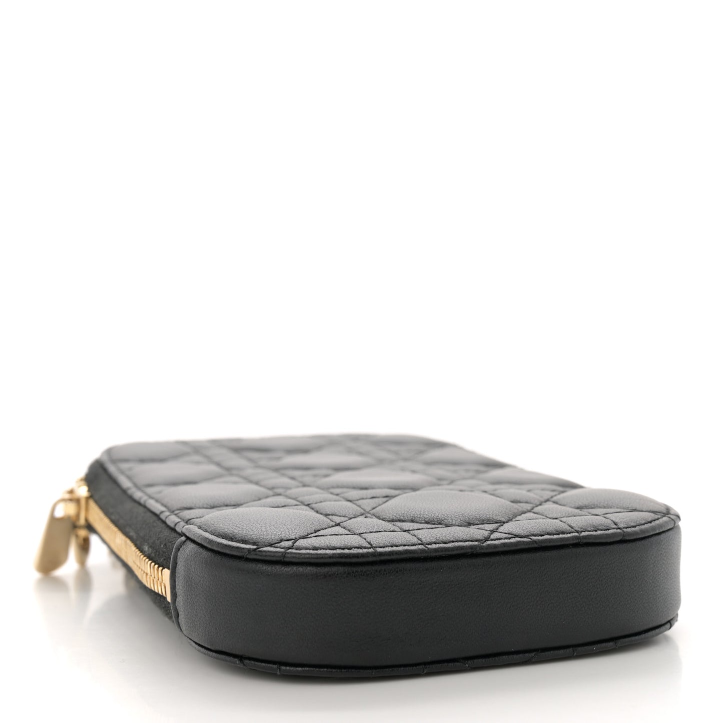 Lambskin Cannage Lady Dior Phone Holder Black