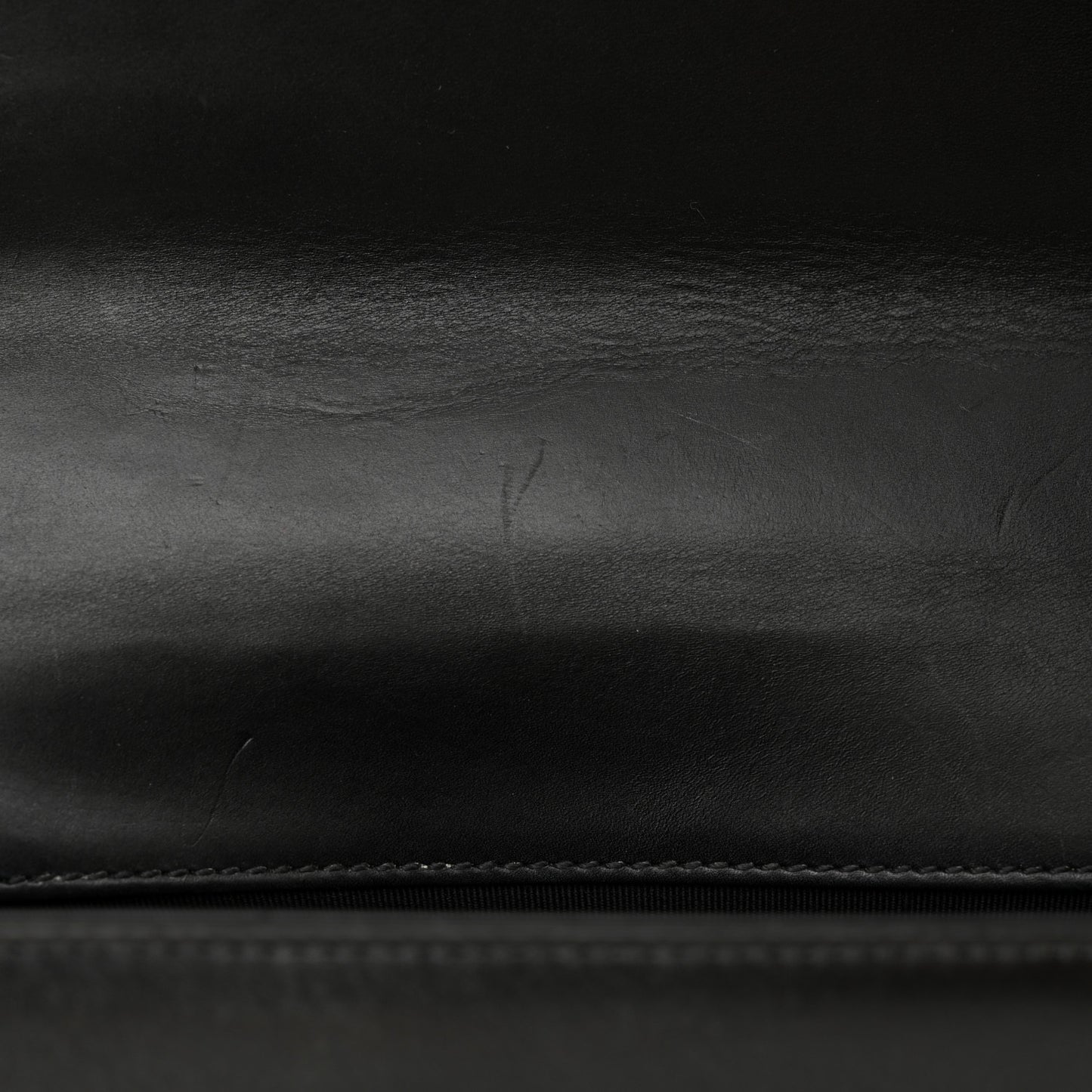 Glazed Calfskin Small Boy Flap Black