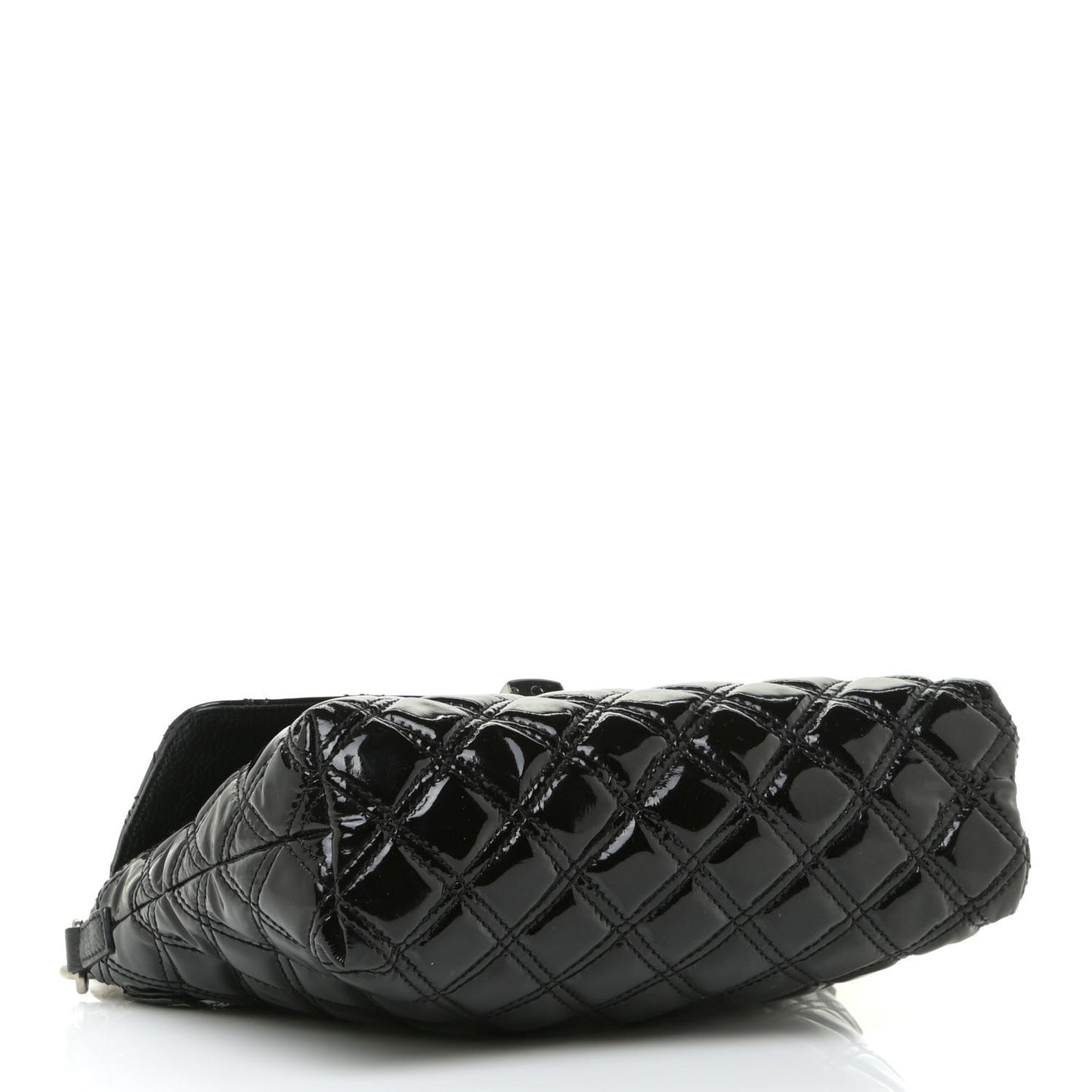 Patent Quilted Single Flap Black