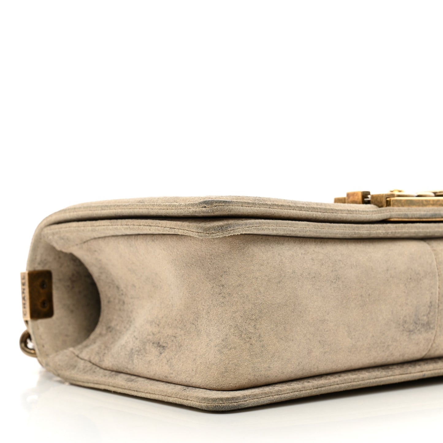 Iridescent Calfskin Quilted Medium Boy Flap Beige