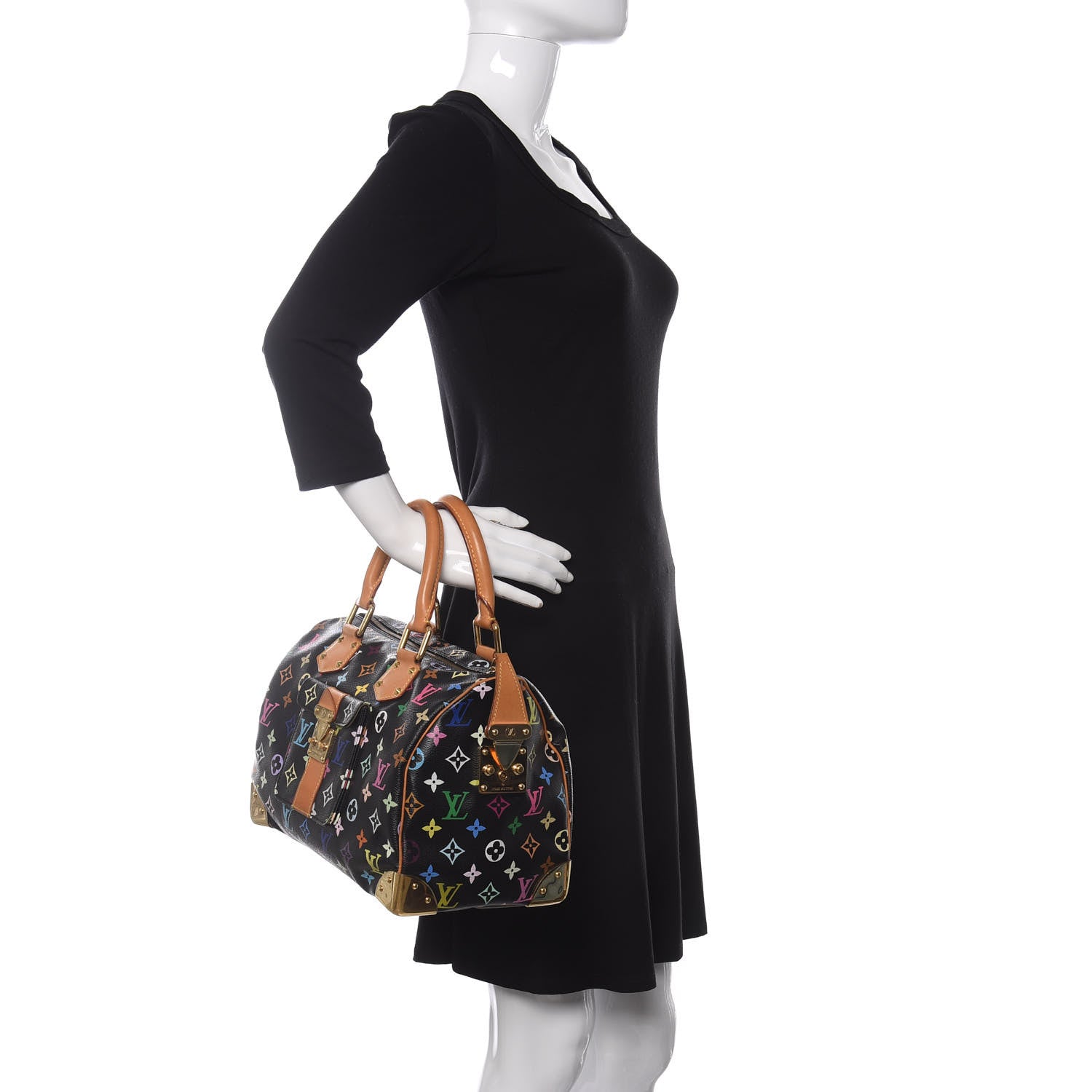 Louis Vuitton Monogram Multicolor Speedy 30 Black 2 of 9