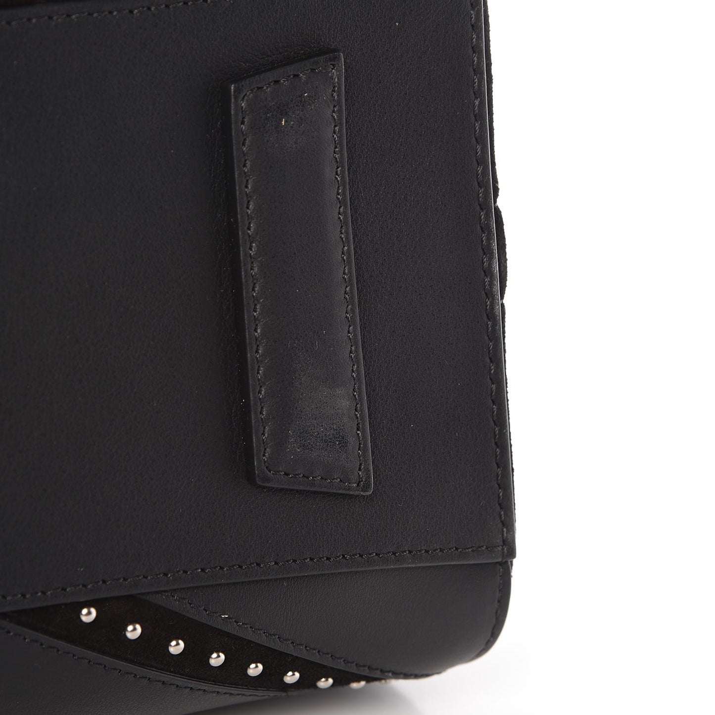 Calfskin Suede Small Studded Chevron Antigona Black