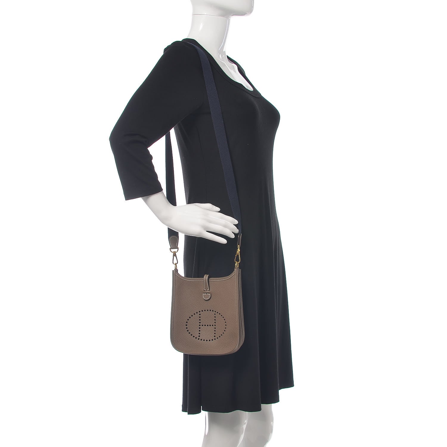 Hermes Taurillon Clemence Amazone Evelyne TPM Etoupe Bleu Indigo 2 of 10