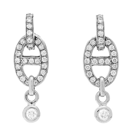Hermes 18K White Gold Diamond PM Chaine D'Ancre Enchainee Earrings 1 of 5