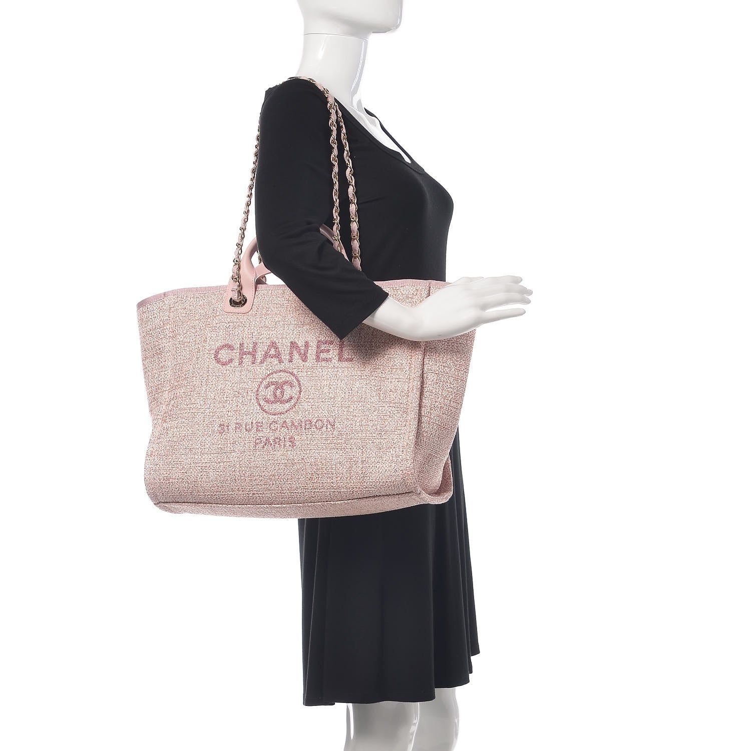 Chanel Straw Lurex Large Deauville Tote Pink 2 of 10