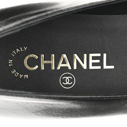 Chanel Shiny Lambskin Grosgrain Pearl Mary Jane Flats 40 Black 8 of 10