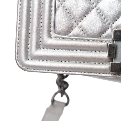 Chanel Metallic Calfskin Quilted Small Boy Flap Silver 15 of 17