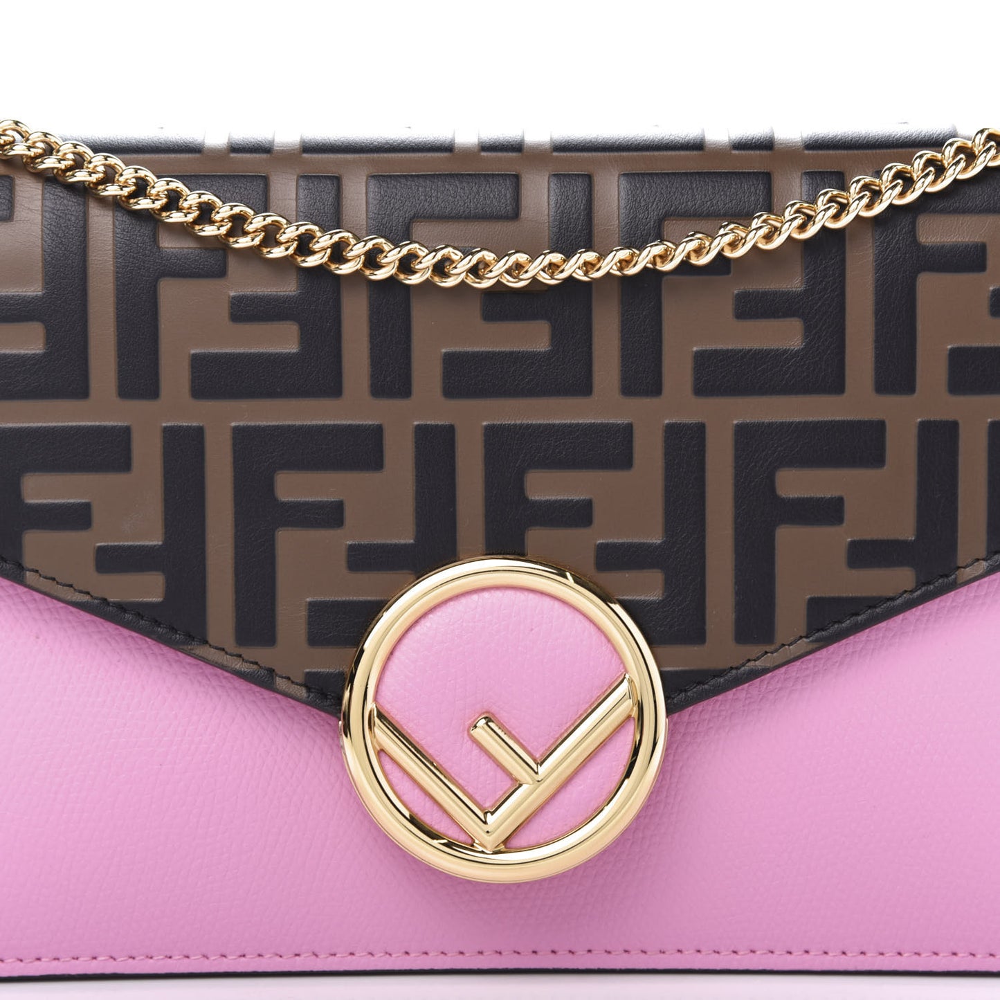 Vitello Cruise F is Fendi Bi-Color FF 1974 Embossed Medium Envelope Wallet On Chain Maya Black Lollypop